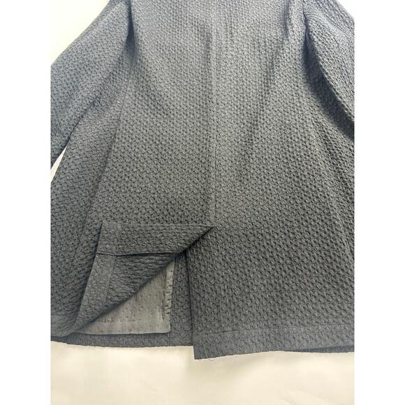 Eileen Fisher Size Petite Small Black Honeycomb High Mock Neck Overcoat Timeless - Picture 14 of 16